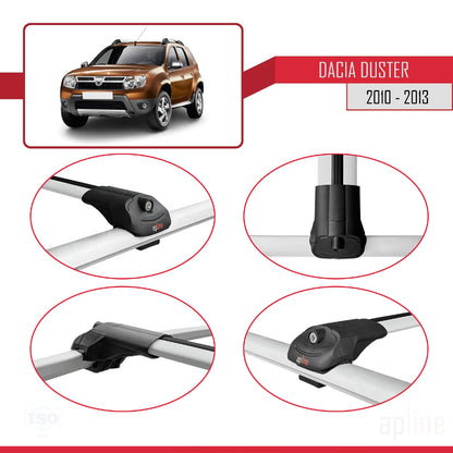 Kompatibel mit Dacia Duster (HS) Vor-Facelift 2010-2013 ACE-1 Dachgepäckträger, graues Aluminium, 2 Stangen