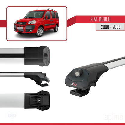 Kompatibel mit Fiat Doblo 2000-2009 ACE-1 Dachgepäckträger, Reling, Gepäckträger, graues Aluminium, 3 Stangen