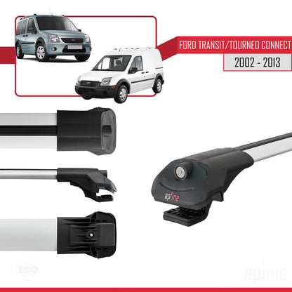 Kompatibel mit Ford Transit/Tourneo Connect 2002-2013 ACE-1 Relingträger Dachträger Auto Gepäckträger Grau Aluminium 2 Stangen