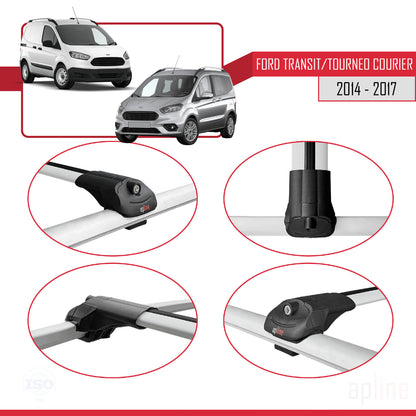 Kompatibel mit Ford Transit/Tourneo Courier Pre-Facelift 2014-2017 ACE-1 Relingträger Dachträger Auto Gepäckträger Grau Aluminium 2 Stangen