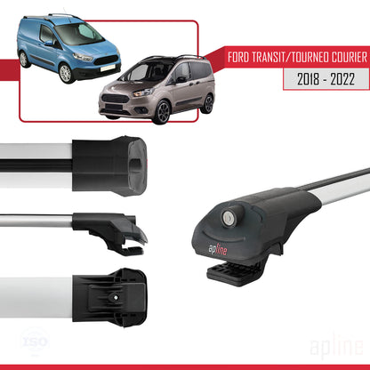Kompatibel mit Ford Transit/Tourneo Courier Post-Facelift 2018-2022 ACE-1 Relingträger Dachträger Auto Gepäckträger Grau Aluminium 3 Stangen