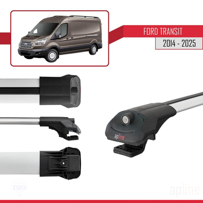 Kompatibel mit Ford Transit 2014-2025 ACE-1 Relingträger Dachträger Auto Gepäckträger Grau Aluminium 2 Stangen