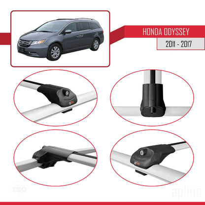 Kompatibel mit Honda Odyssey 2011-2017 ACE-1 Relingträger Dachträger Auto Gepäckträger Grau Aluminium 3 Stangen