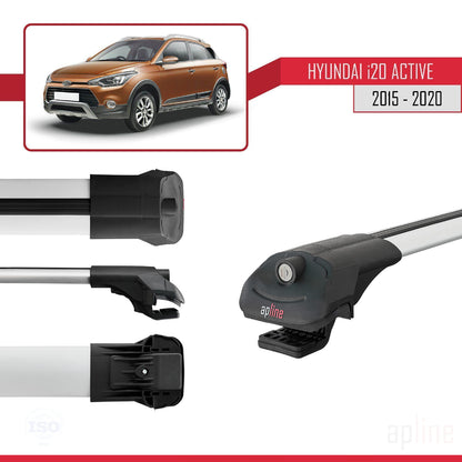 Kompatibel mit Hyundai i20 II Active 2015-2019 ACE-1 Relingträger Dachträger Auto Gepäckträger Grau Aluminium 3 Stangen