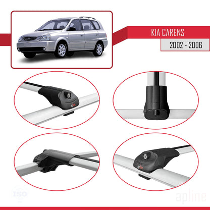 Kompatibel mit Kia Carens Post-Facelift 2002-2006 ACE-1 Relingträger Dachträger Auto Gepäckträger Grau Aluminium 2 Stangen