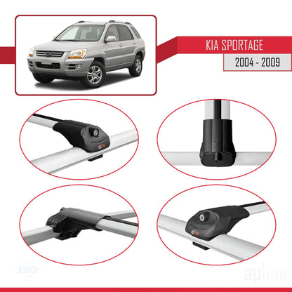 Kompatibel mit Kia Sportage 2 (JE) 2004-2009 ACE-1 Relingträger Dachträger Auto Gepäckträger Grau Aluminium 2 Stangen