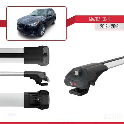 Kompatibel mit Mazda CX-5 I (KE) 2012-2016 ACE-1 Relingträger Dachträger Auto Gepäckträger Grau Aluminium 3 Stangen