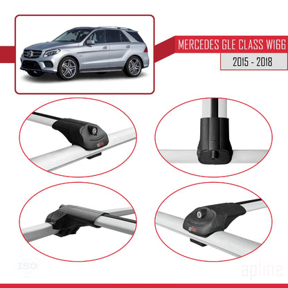 Kompatibel mit Mercedes GLE Klasse 3 (W166) 2015-2018 ACE-1 Relingträger Dachträger Auto Gepäckträger Grau Aluminium 3 Stangen