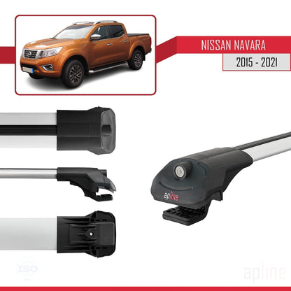 Compatible with Nissan Navara 4 (D23) 2015-2021 ACE-1 Car Roof Rack Cross Bar Grey Aluminium 3 Bars