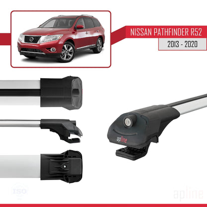 Kompatibel mit Nissan Pathfinder 4 (R52) 2013-2020 ACE-1 Relingträger Dachträger Auto Gepäckträger Grau Aluminium 2 Stangen