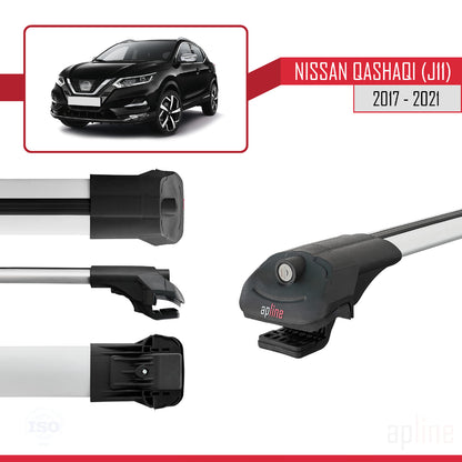 Compatible avec Nissan Qashqai 2 (J11) Post-Facelift 2017-2021 ACE-1 Barres de Toit Railing Porte-Bagages de Voiture Gris Aluminium 2 Barres