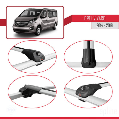 Kompatibel mit Opel Vivaro B 2014-2019 ACE-1 Relingträger Dachträger Auto Gepäckträger Grau Aluminium 3 Stangen