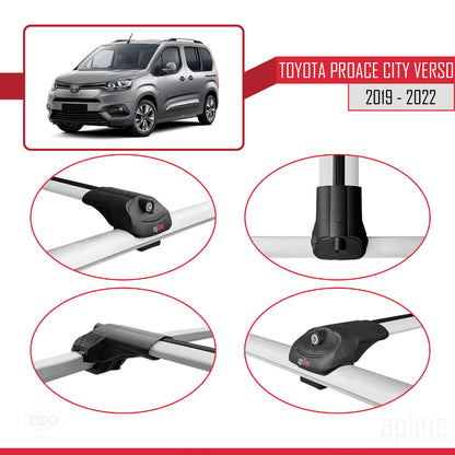 Compatible avec Toyota Proace City Verso 2019-2022 ACE-1 Barres de Toit Railing Porte-Bagages de Voiture Gris Aluminium 2 Barres