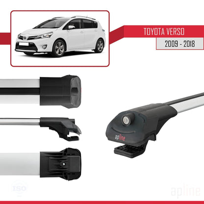 Compatible avec Toyota Verso (AR20) 2009-2018 ACE-1 Barres de Toit Railing Porte-Bagages de Voiture Gris Aluminium 2 Barres