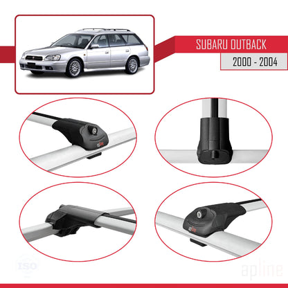 Compatible with Subaru Outback 2 2000-2004 ACE-1 Car Roof Rack Cross Bar Grey Aluminium 3 Bars