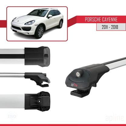 Compatible with Porsche Cayenne 2 (92A) 2011-2018 ACE-1 Car Roof Rack Cross Bar Grey Aluminium 2 Bars