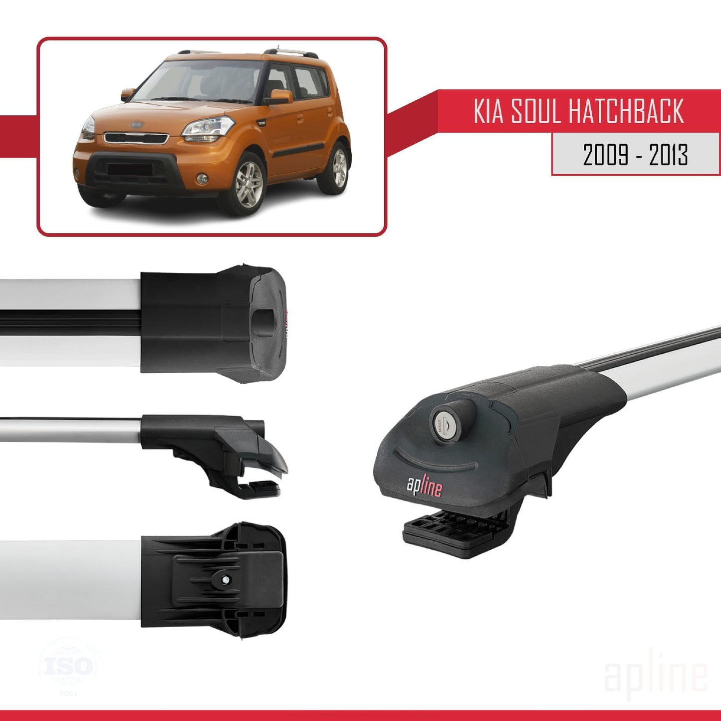 Kompatibel mit Kia Soul (AM) HB 2009-2013 ACE-1 Relingträger Dachträger Auto Gepäckträger Grau Aluminium 2 Stangen