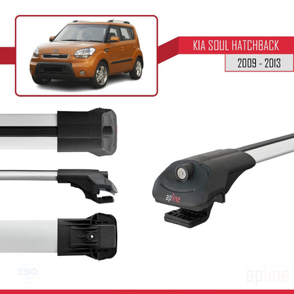 Kompatibel mit Kia Soul (AM) HB 2009-2013 ACE-1 Relingträger Dachträger Auto Gepäckträger Grau Aluminium 2 Stangen