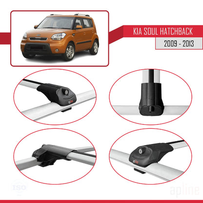 Kompatibel mit Kia Soul (AM) HB 2009-2013 ACE-1 Relingträger Dachträger Auto Gepäckträger Grau Aluminium 2 Stangen