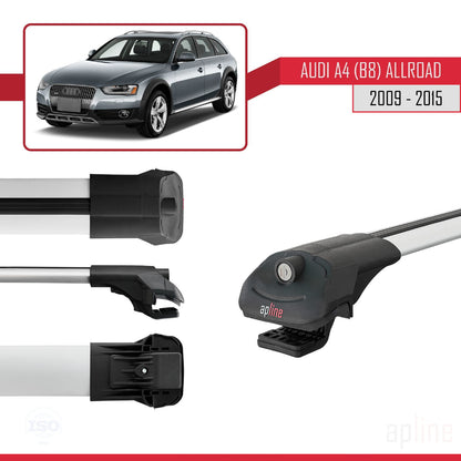 Compatible avec A4 (B8) Allroad 2009-2015 ACE-1 Barres de Toit Railing Porte-Bagages de Voiture Gris Aluminium 3 Barres