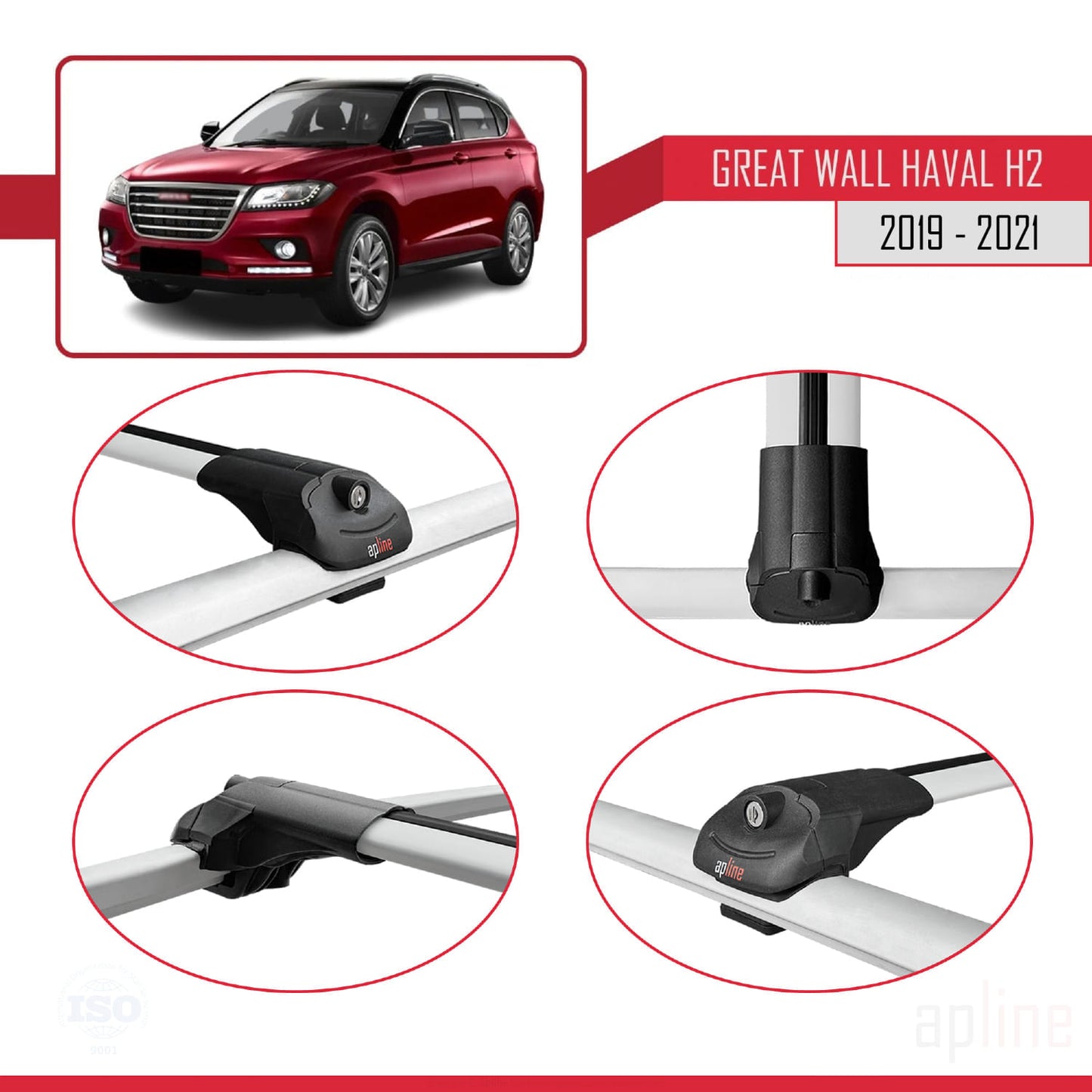 Kompatibel mit Great Wall Haval H2 2019-2021 ACE-1 Dachgepäckträger, Reling, Gepäckträger, graues Aluminium, 2 Stangen