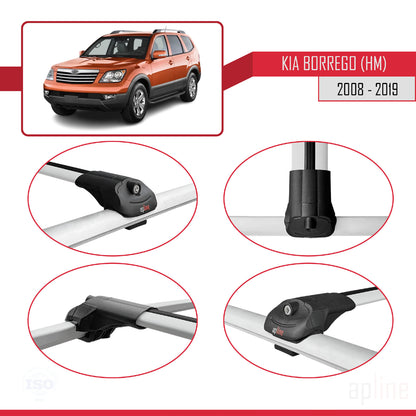 Kompatibel mit Kia Borrego (HM) 2008-2019 ACE-1 Relingträger Dachträger Auto Gepäckträger Grau Aluminium 2 Stangen