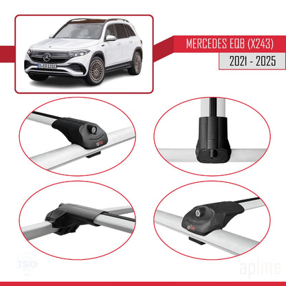 Compatible avec Mercedes EQB (X243) 2021-2025 ACE-1 Barres de Toit Railing Porte-Bagages de Voiture Gris Aluminium 2 Barres