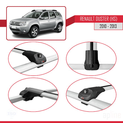 Compatible avec Renault Duster (HS) Pre-Facelift 2010-2013 ACE-1 Barres de Toit Railing Porte-Bagages de Voiture Gris Aluminium 2 Barres