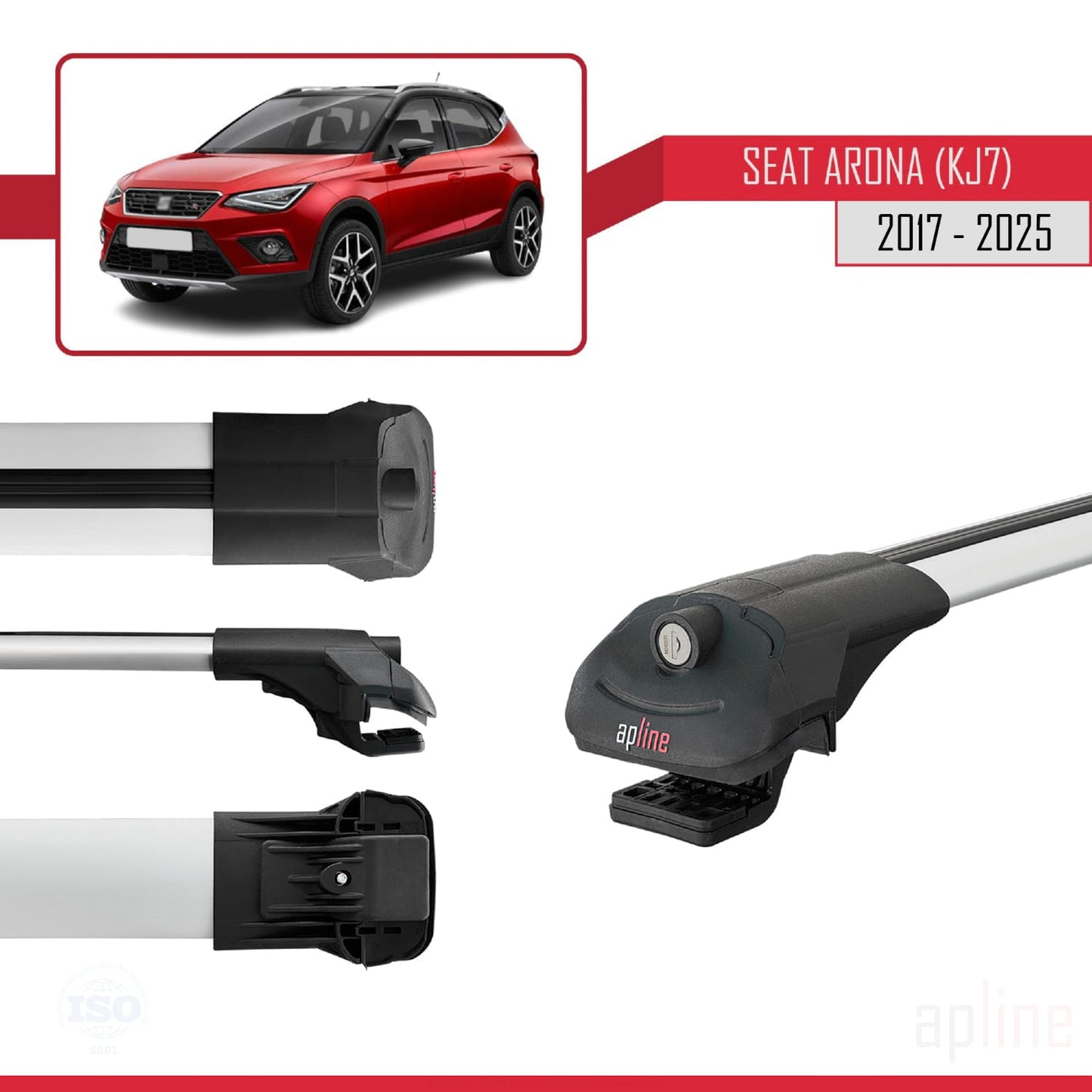 Kompatibel mit Seat Arona (KJ7) 2017-2025 ACE-1 Relingträger Dachträger Auto Gepäckträger Grau Aluminium 2 Stangen