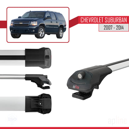 Kompatibel mit Chevrolet Suburban 2007-2014 ACE-1 Dachgepäckträger, Reling, Gepäckträger, graues Aluminium, 2 Stangen