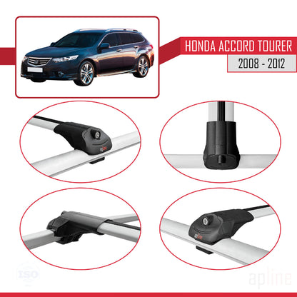 Compatible with Honda Accord Tourer 2008-2012 ACE-1 Car Roof Rack Cross Bar Grey Aluminium 3 Bars