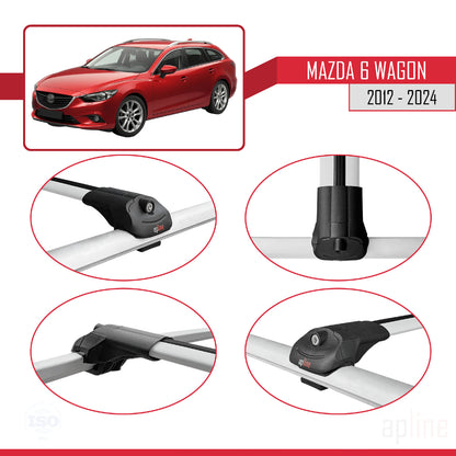 Kompatibel mit Mazda 6 Wagon 2012-2024 ACE-1 Relingträger Dachträger Auto Gepäckträger Grau Aluminium 2 Stangen