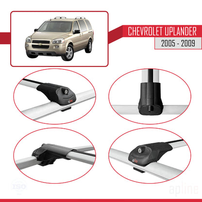 Compatibile con Chevrolet Uplander 2005-2009 ACE-1 Barre portatutto per auto Portapacchi in alluminio grigio 3 barre