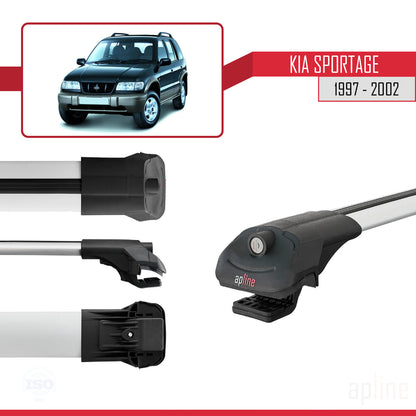 Kompatibel mit Kia Sportage 1997-2002 ACE-1 Relingträger Dachträger Auto Gepäckträger Grau Aluminium 2 Stangen