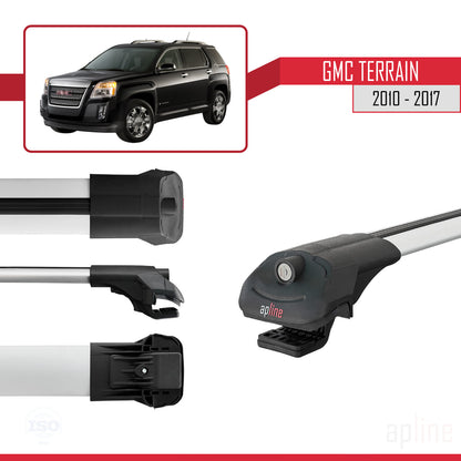 Kompatibel mit GMC Terrain 2010-2017 ACE-1 Dachreling Gepäckträger Graues Aluminium 2 Stangen