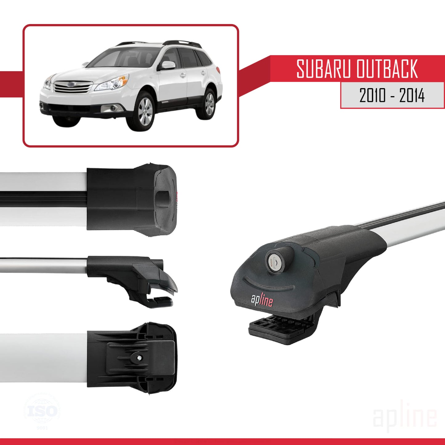 Compatible with Subaru Outback 2010-2014 ACE-1 Car Roof Rack Cross Bar Grey Aluminium 2 Bars