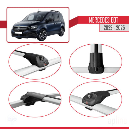 Compatible avec Mercedes EQT / Citan W420 2022-2025 ACE-1 Barres de Toit Railing Porte-Bagages de Voiture Gris Aluminium 2 Barres