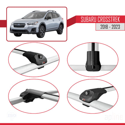 Compatible avec Subaru Crosstrek 2018-2023 ACE-1 Barres de Toit Railing Porte-Bagages de Voiture Gris Aluminium 2 Barres