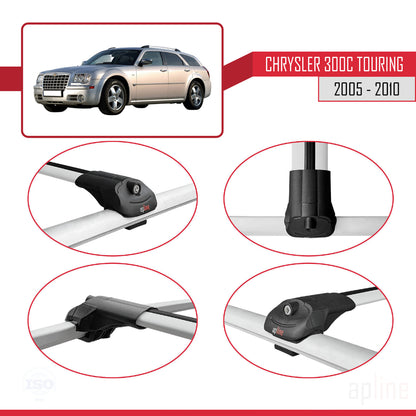 Compatible with Chrysler 300C Touring 2005-2010 ACE-1 Car Roof Rack Cross Bar Grey Aluminium 2 Bars