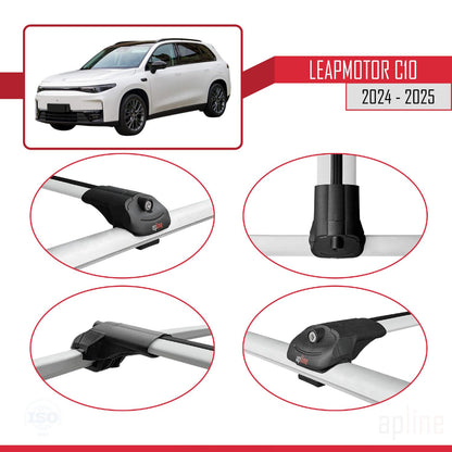 Kompatibel mit LEAPMOTOR C10 2024-2025 ACE-1 Relingträger Dachträger Auto Gepäckträger Grau Aluminium 3 Stangen