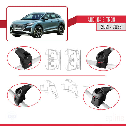 Compatible avec Q4 (F4) E-Tron 2021-2025 ACE-2 Barres de Toit Railing Porte-Bagages de Voiture Gris Aluminium 2 Barres