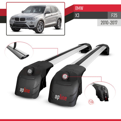 Kompatibel mit BMW X3 (F25) 2011-2017 ACE-2 Relingträger Dachträger Auto Gepäckträger Grau Aluminium 2 Stangen