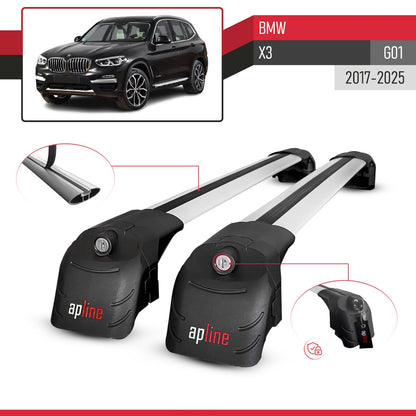 Kompatibel mit BMW X3 (G01) 2018-2024 ACE-2 Relingträger Dachträger Auto Gepäckträger Grau Aluminium 2 Stangen