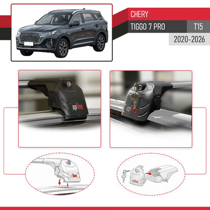 Kompatibel mit Chery Tiggo 7 (T15) Pro 2020-2025 ACE-2 Relingträger Dachträger Auto Gepäckträger Grau Aluminium 2 Stangen