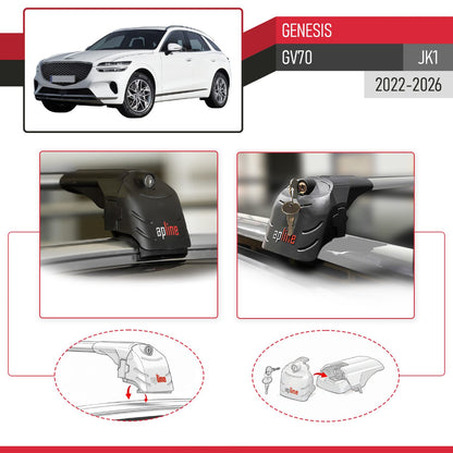 Kompatibel mit Genesis GV70 (JK1) 2022-2025 ACE-2 Relingträger Dachträger Auto Gepäckträger Grau Aluminium 2 Stangen