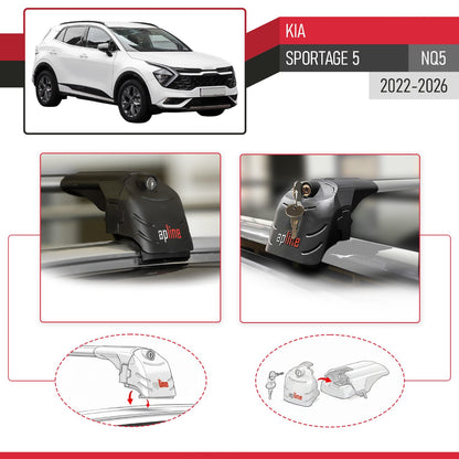 Kompatibel mit Kia Sportage 5 (NQ5) 2022-2025 Non-Sunroof ACE-2 Relingträger Dachträger Auto Gepäckträger Grau Aluminium 2 Stangen