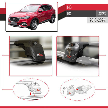 Compatible with MG HS (AS23) 2018-2024 ACE-2 Car Roof Rack Cross Bar Grey Aluminium 2 Bars