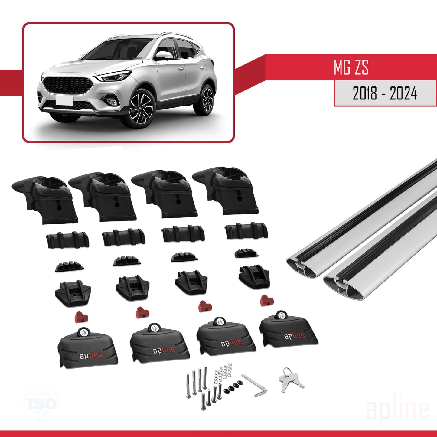 Compatible avec MG ZS 2018-2024 ACE-2 Barres de Toit Railing Porte-Bagages de Voiture Gris Aluminium 2 Barres