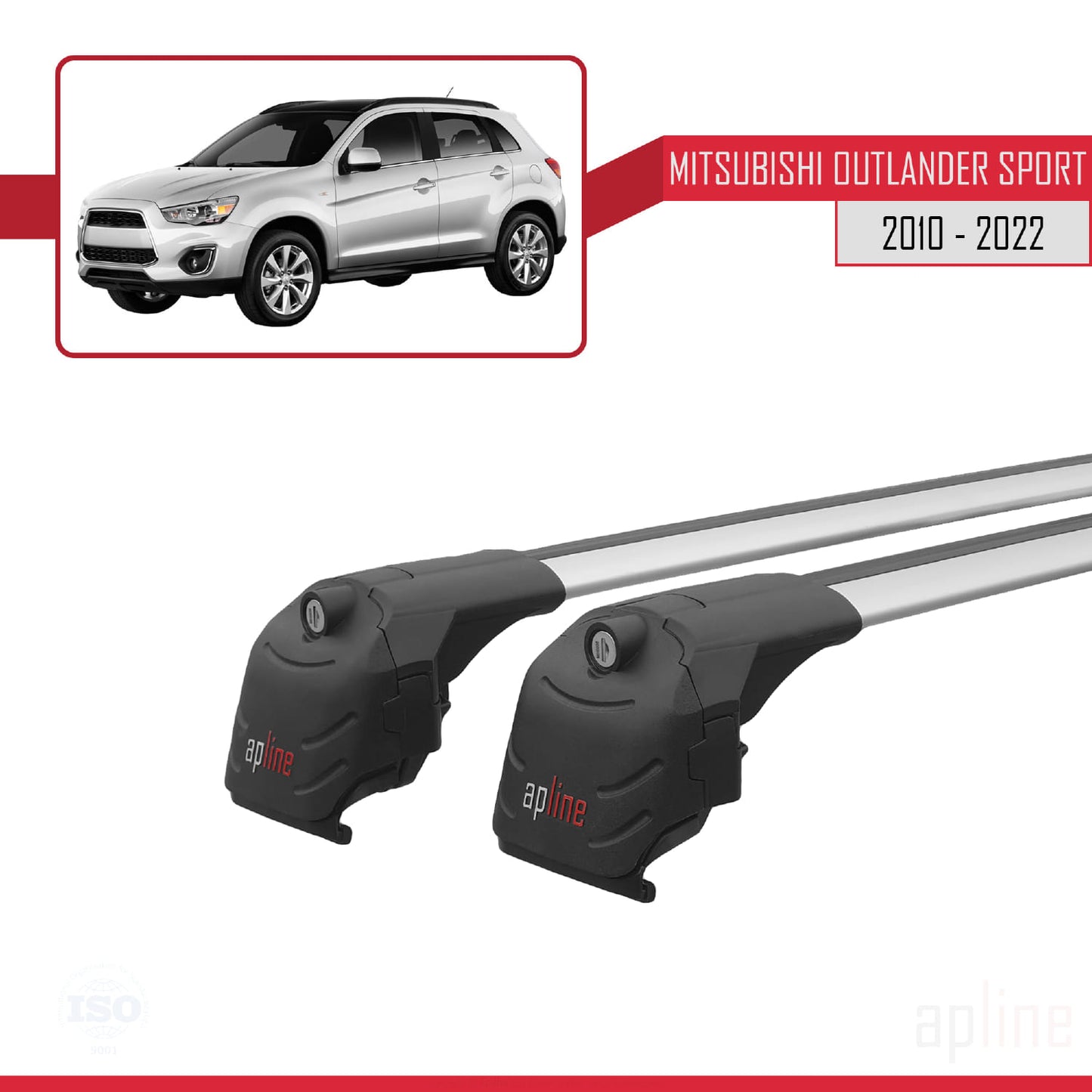 Compatible avec Mitsubishi Outlander Sport (GA) 2010-2022 ACE-2 Barres de Toit Railing Porte-Bagages de Voiture Gris Aluminium 2 Barres