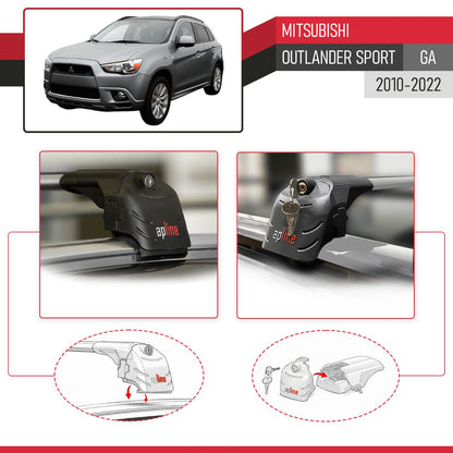 Kompatibel mit Mitsubishi Outlander Sport (GA) 2010-2022 ACE-2 Relingträger Dachträger Auto Gepäckträger Grau Aluminium 2 Stangen
